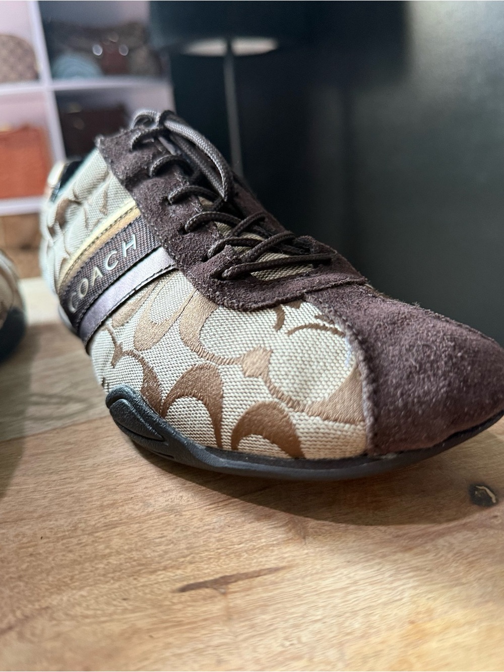 Coach Brown and Tan Signature Logo Sneaker